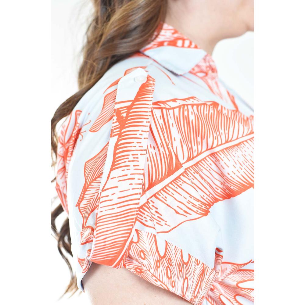 Foto 5 pulgar | Blusa Fresca Con Moño Roman Fashion/tallas Extras, 1819 (azul /naranja) Naranja