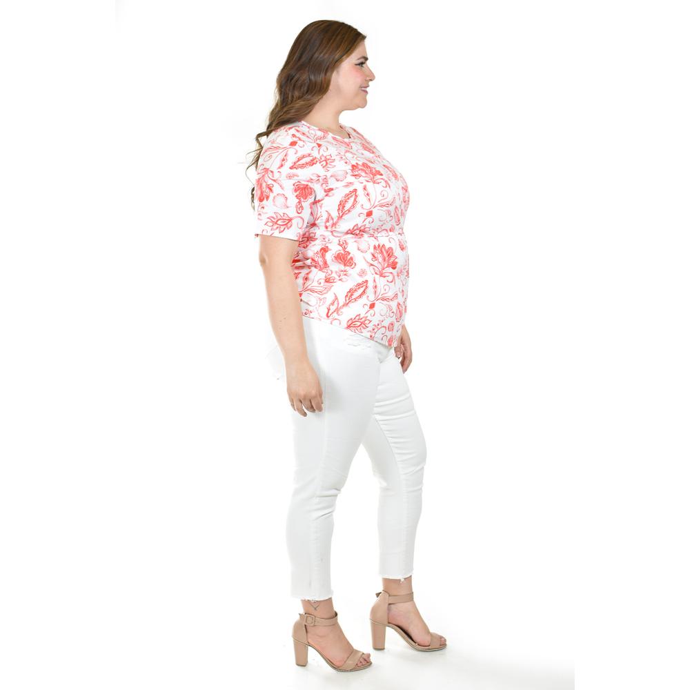 Foto 2 | Blusa Estampada Con Cinturón Ajustable Roman Fashion/tallas Extras, 1895 (naranja) Naranja