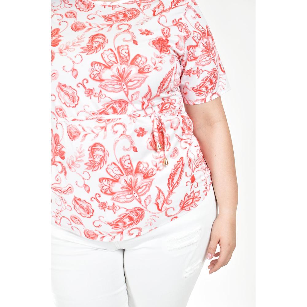 Foto 5 pulgar | Blusa Estampada Con Cinturón Ajustable Roman Fashion/tallas Extras, 1895 (naranja) Naranja