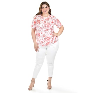 Foto 5 | Blusa Estampada Con Cinturón Ajustable Roman Fashion/tallas Extras, 1895 (naranja) Naranja