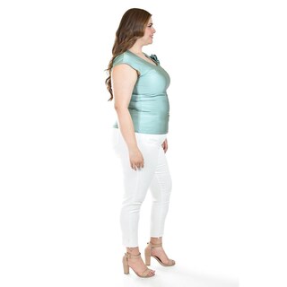 Foto 2 | Blusa Satinada Con Flor Roman Fashion/tallas Extras, 1901 (menta) Verde Claro