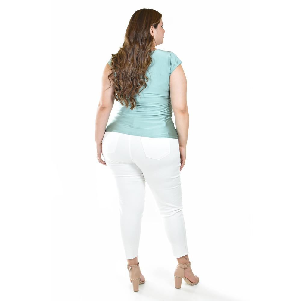 Foto 4 pulgar | Blusa Satinada Con Flor Roman Fashion/tallas Extras, 1901 (menta) Verde Claro