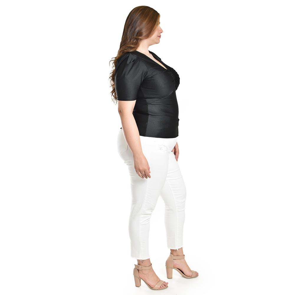 Foto 3 pulgar | Blusa De Satin Con Detallle Central Roman Fashon /tallas Extras, 1825 (negro) Negro