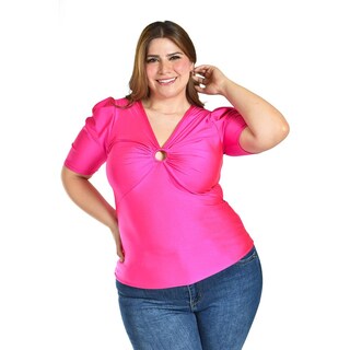 Foto 1 | Blusa De Satin Con Detallle Central Roman Fashon /tallas Extras, 1825 (fiusha) Fucsia
