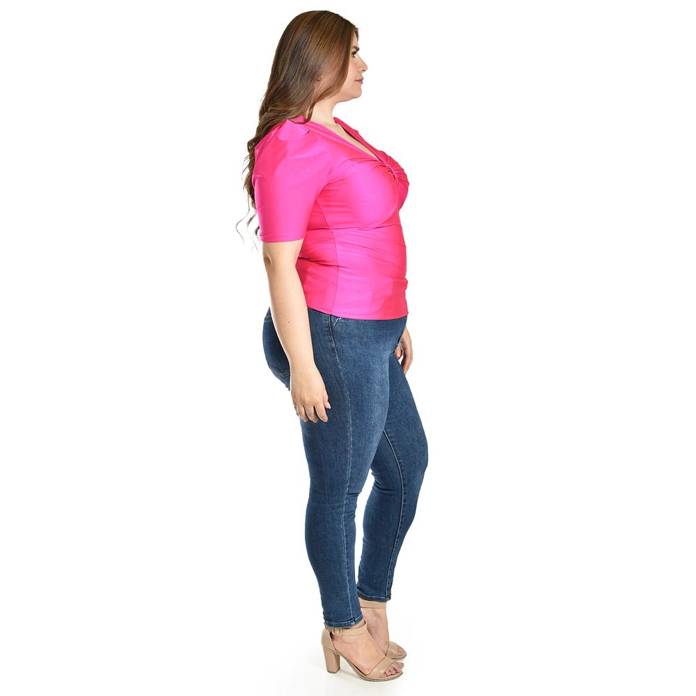 Foto 3 pulgar | Blusa De Satin Con Detallle Central Roman Fashon /tallas Extras, 1825 (fiusha) Fucsia