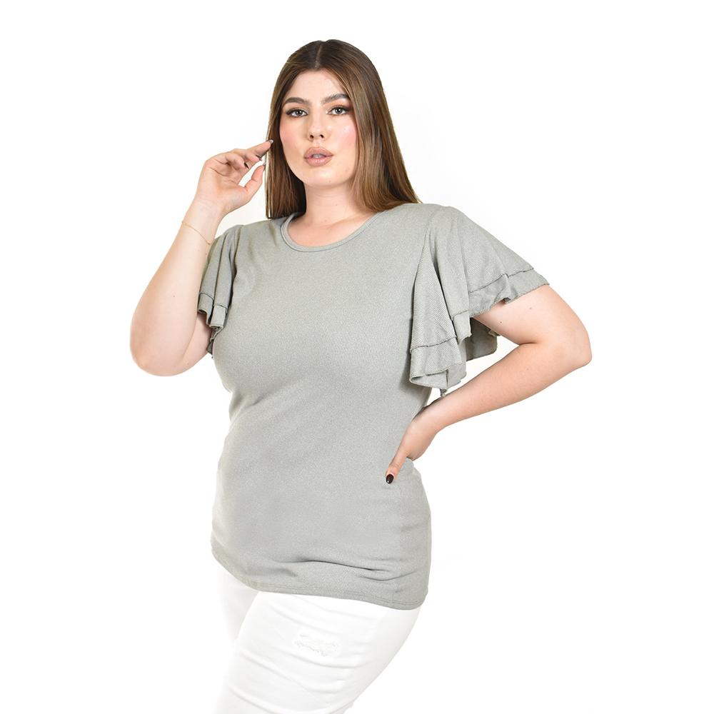 Foto 2 | Blusa Casual Con Olanes Roman Fashion /tallas Extras, 1748 (gris) Gris
