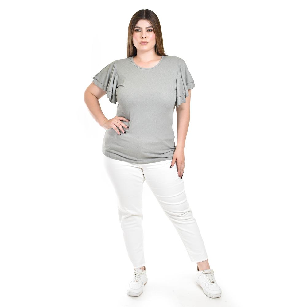 Foto 4 | Blusa Casual Con Olanes Roman Fashion /tallas Extras, 1748 (gris) Gris