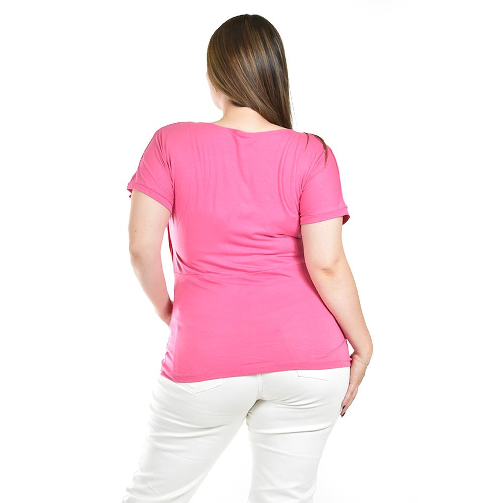 Foto 4 pulgar | Blusa Con Encaje Y Escote Drapeado Roman Fashion /tallas Extras, 8046 (fiusha) Fucsia