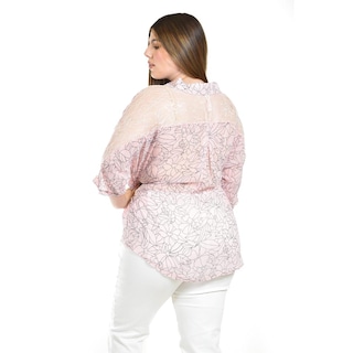 Foto 3 | Blusa Transparente Con Encaje Roman Fashion /tallas Extras, 8041 (rosa) Rosa