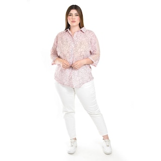 Foto 4 | Blusa Transparente Con Encaje Roman Fashion /tallas Extras, 8041 (rosa) Rosa