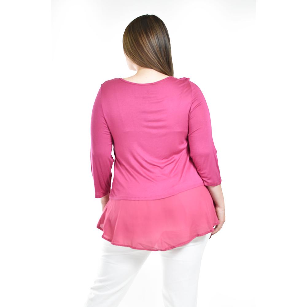 Foto 4 pulgar | Blusa Con Detalle De Encaje Roman Fashion /tallas Extras, 182 (magenta) Fucsia Oscuro