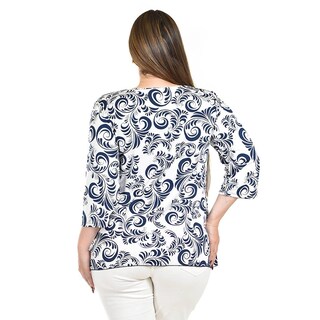 Foto 3 | Blusa Estampada Con Detalle De Aro Roman Fashion /tallas Extras, 105 (azul Marino) Azul Marino