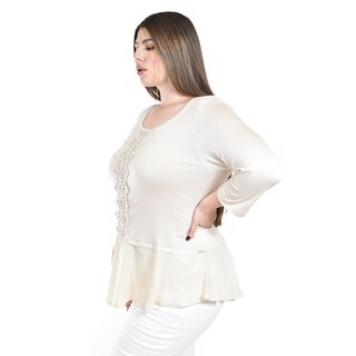 Foto 2 | Blusa Con Detalle De Encaje Roman Fashion /tallas Extras, 182 (beige) Beige