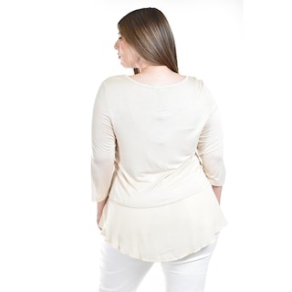 Foto 3 | Blusa Con Detalle De Encaje Roman Fashion /tallas Extras, 182 (beige) Beige