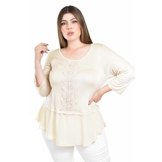 Foto 4 | Blusa Con Detalle De Encaje Roman Fashion /tallas Extras, 182 (beige) Beige