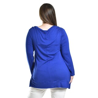 Foto 3 | Blusa New York De Manga Larga Roman Fashion /tallas Extras, 169 (azul Rey) Azul