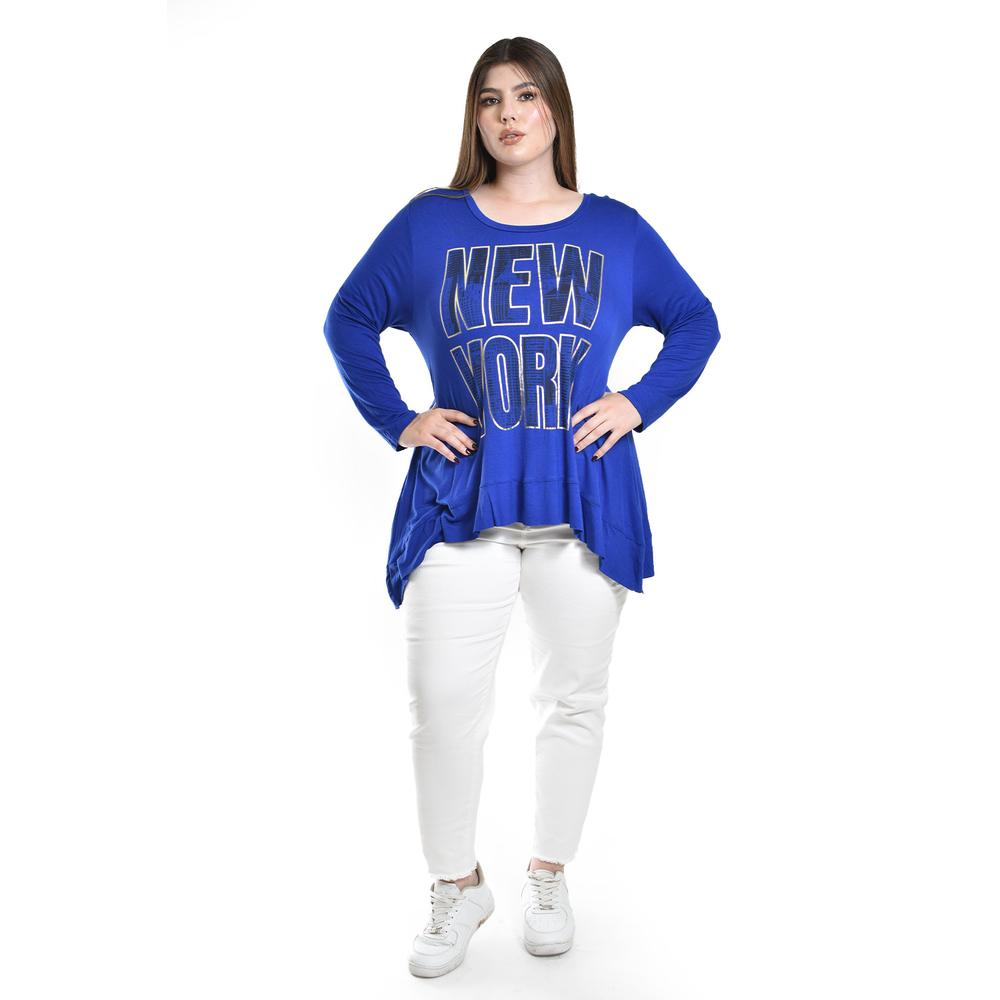 Foto 5 pulgar | Blusa New York De Manga Larga Roman Fashion /tallas Extras, 169 (azul Rey) Azul