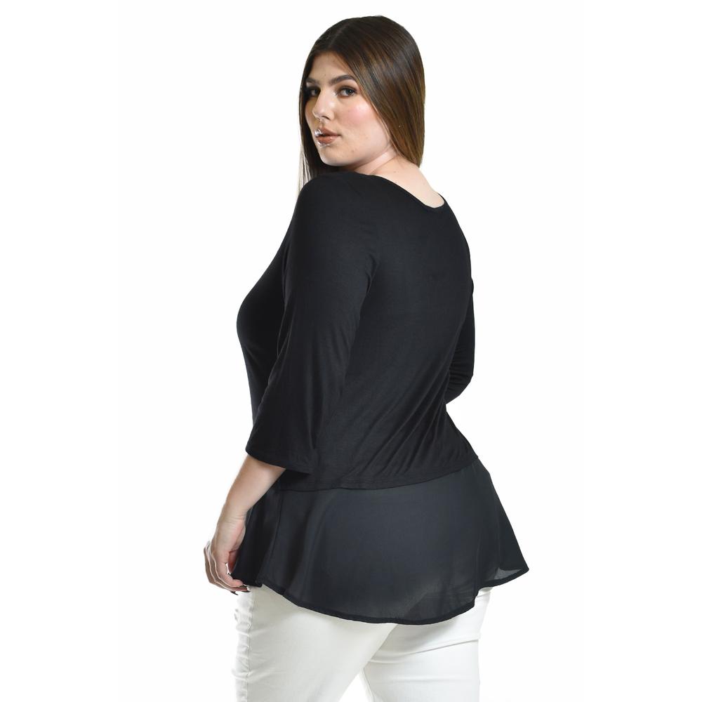 Foto 3 pulgar | Blusa Con Detalle De Encanje Roman Fashion /tallas Extras, 182 (negro) Negro
