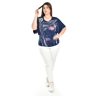 Foto 4 | Blusa Estampada Con Aplicaciones Roman Fashion /tallas Extras, 8052 (marino) Azul Marino