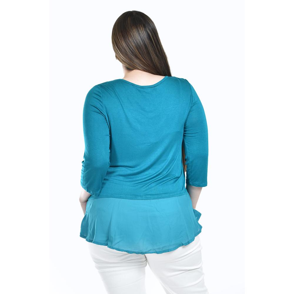 Foto 4 pulgar | Blusa Con Detalle De Encanje Roman Fashion /tallas Extras, 182 (azul Claro) Azul