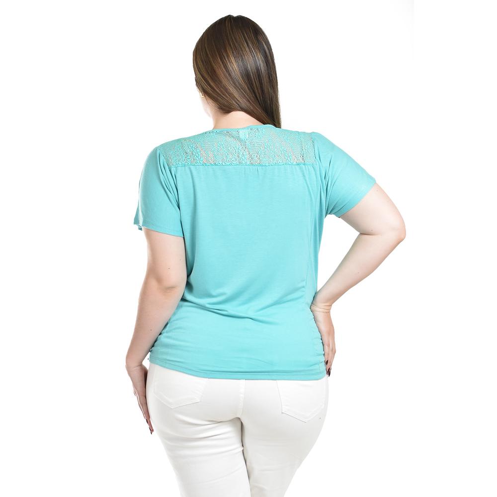 Foto 4 pulgar | Blusa Estampado Flores Metalicas Roman Fashion/tallas Extras, 8045 (menta) Verde Claro