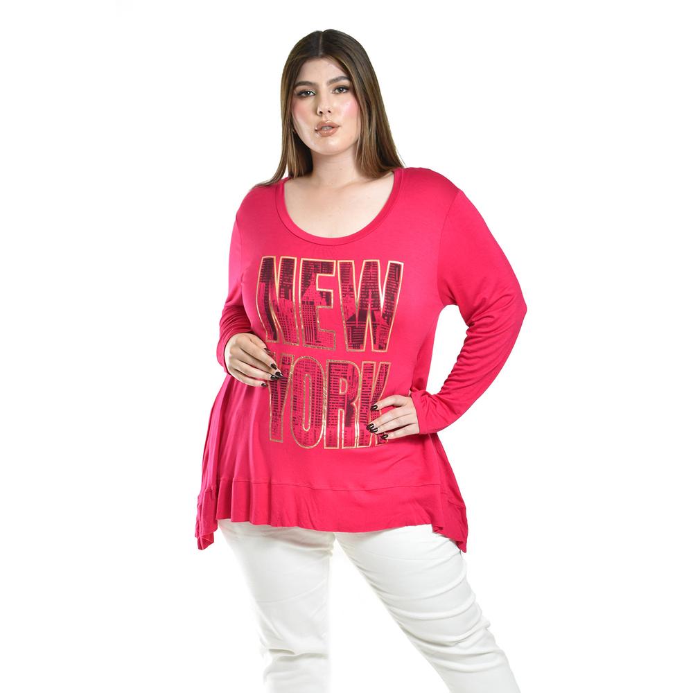 Blusa New York De Manga Larga Roman Fashion /tallas Extras, 169 (fiusha) Fucsia