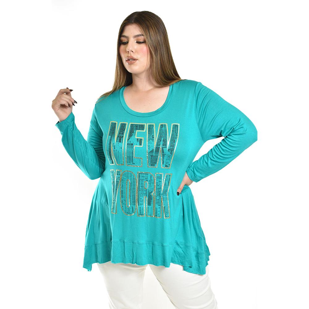 Blusa New York De Manga Larga Roman Fashion /tallas Extras, 169 (menta) Verde Claro