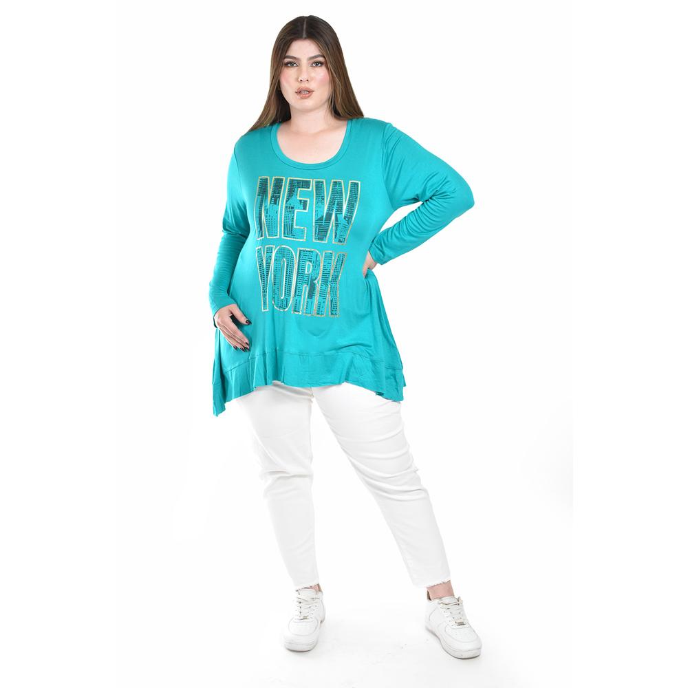 Foto 5 pulgar | Blusa New York De Manga Larga Roman Fashion /tallas Extras, 169 (menta) Verde Claro