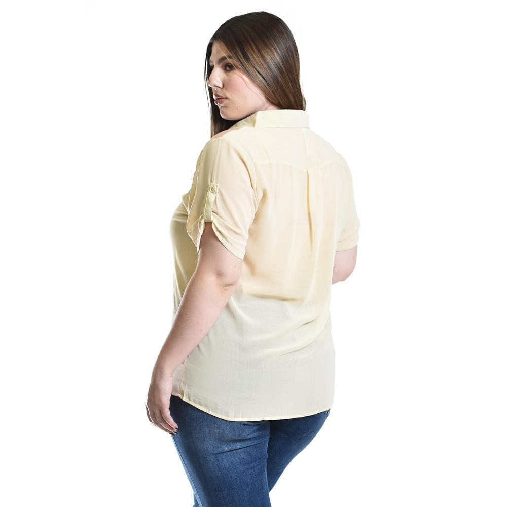 Foto 4 pulgar | Blusa Con Trasparencias Y Bordado Roman Fashion /tallas Extras, 8039 (beige) Beige