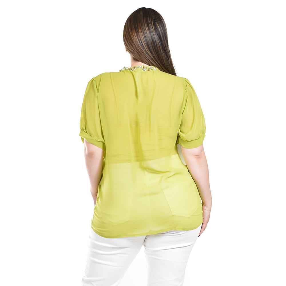 Foto 4 pulgar | Blusa Con Detalle De Moño Y Pedrería Roman Fashion /tallas Extras, 8050 (lima) Verde Lima