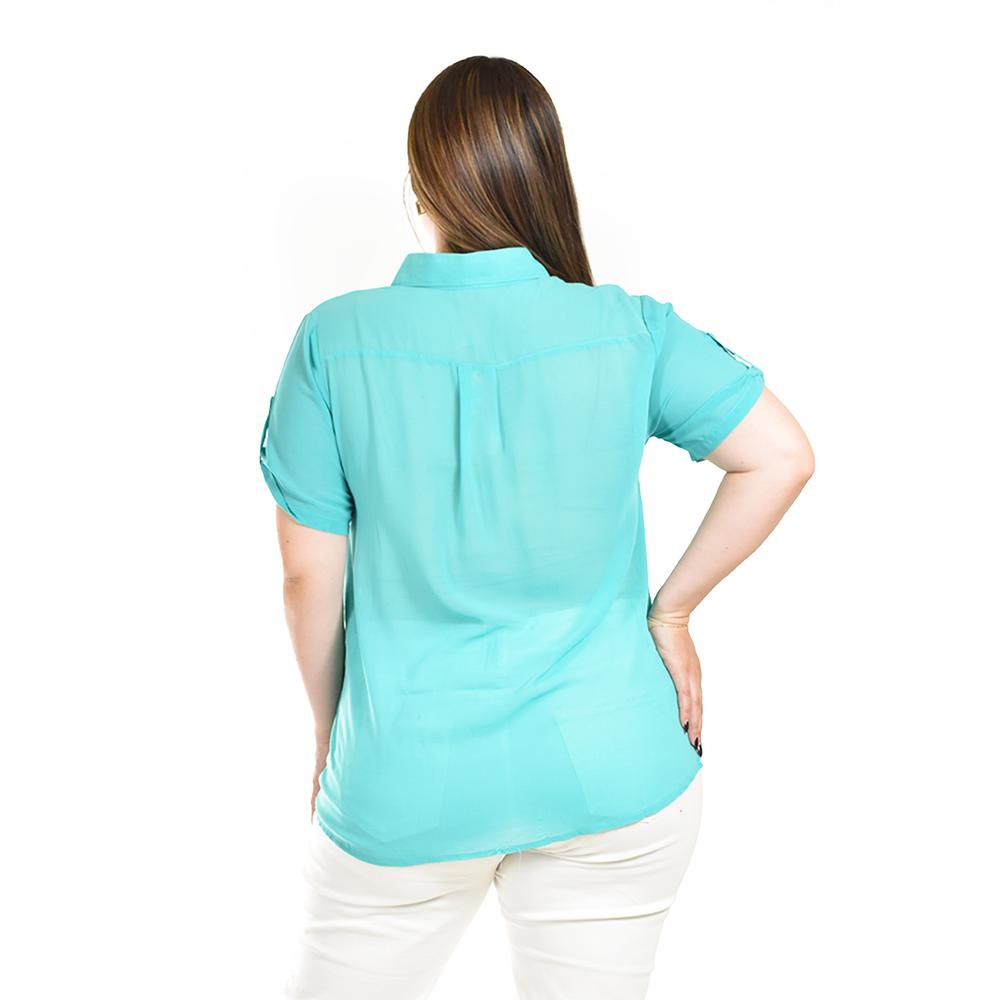 Foto 4 pulgar | Blusa Con Trasparencias Y Bordado Roman Fashion /tallas Extras, 8039 (menta) Verde Claro