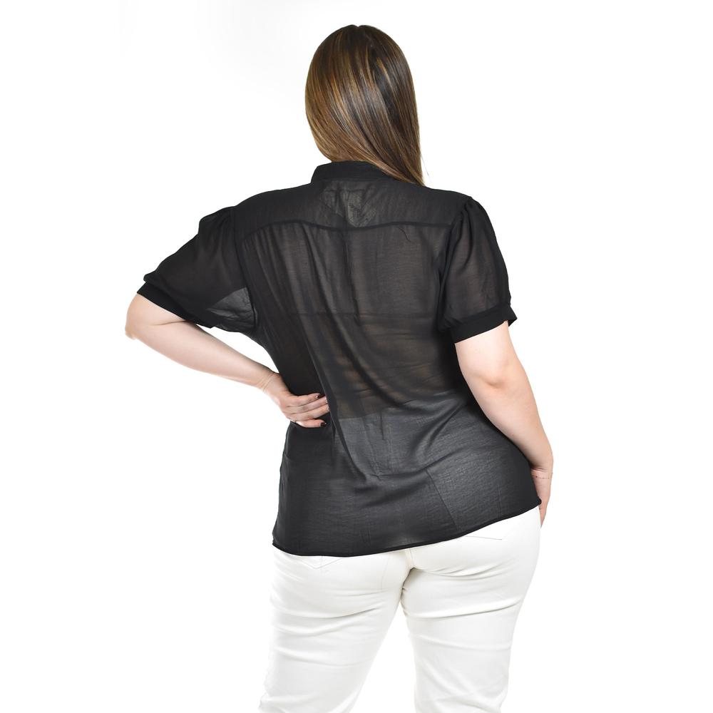 Foto 3 | Blusa Transparente Con Lentejuela Roman Fashion /tallas Extras, 8033 (negro) Negro