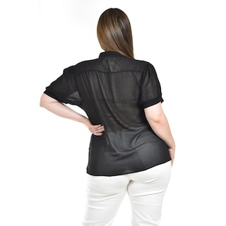 Foto 3 | Blusa Transparente Con Lentejuela Roman Fashion /tallas Extras, 8033 (negro) Negro