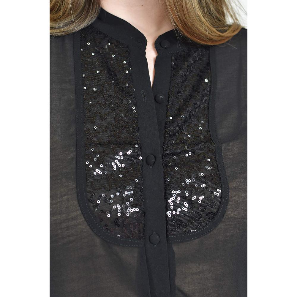 Foto 5 pulgar | Blusa Transparente Con Lentejuela Roman Fashion /tallas Extras, 8033 (negro) Negro