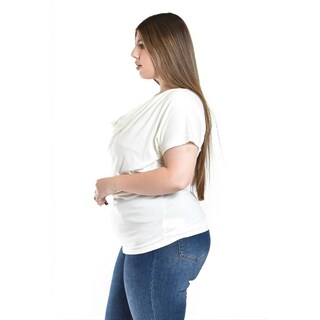 Foto 2 | Blusa Con Encaje Y Escote Drapeado Roman Fashion /tallas Extras, 8046 (blanco) Blanco