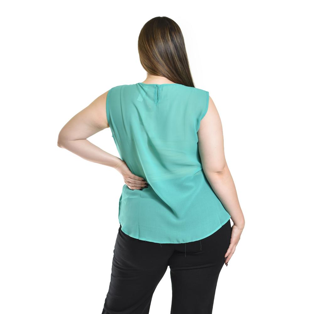 Foto 4 pulgar | Blusa Sin Manga Con Detalle Metalico Roman Fashion /tallas Extras, 8006 (menta) Verde Claro