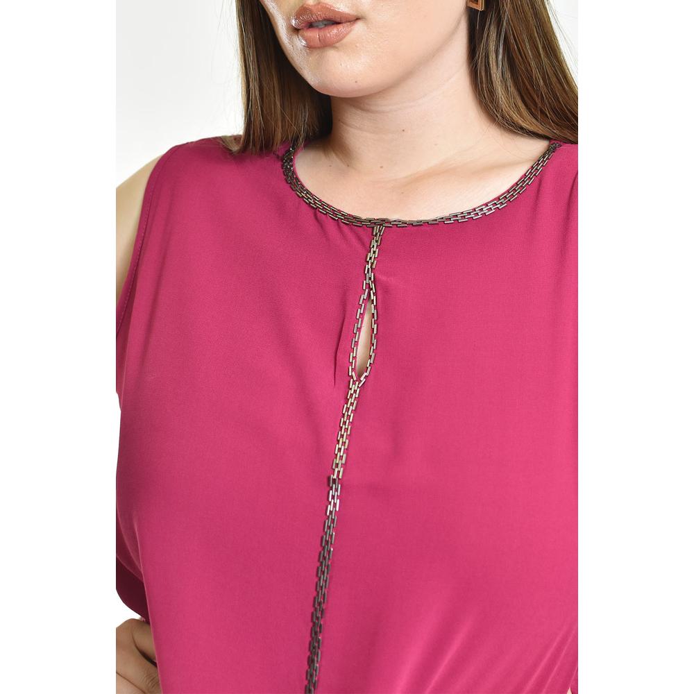 Foto 5 pulgar | Blusa Sin Manga Con Detalle Metalico Roman Fashion /tallas Extras, 8006 (magenta) Fucsia Oscuro