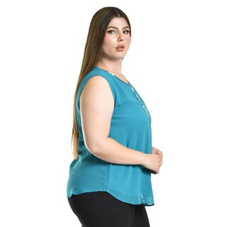 Foto 2 | Blusa Sin Manga Con Detalle Metalico Roman Fashion /tallas Extras, 8006 (azul Claro) Azul