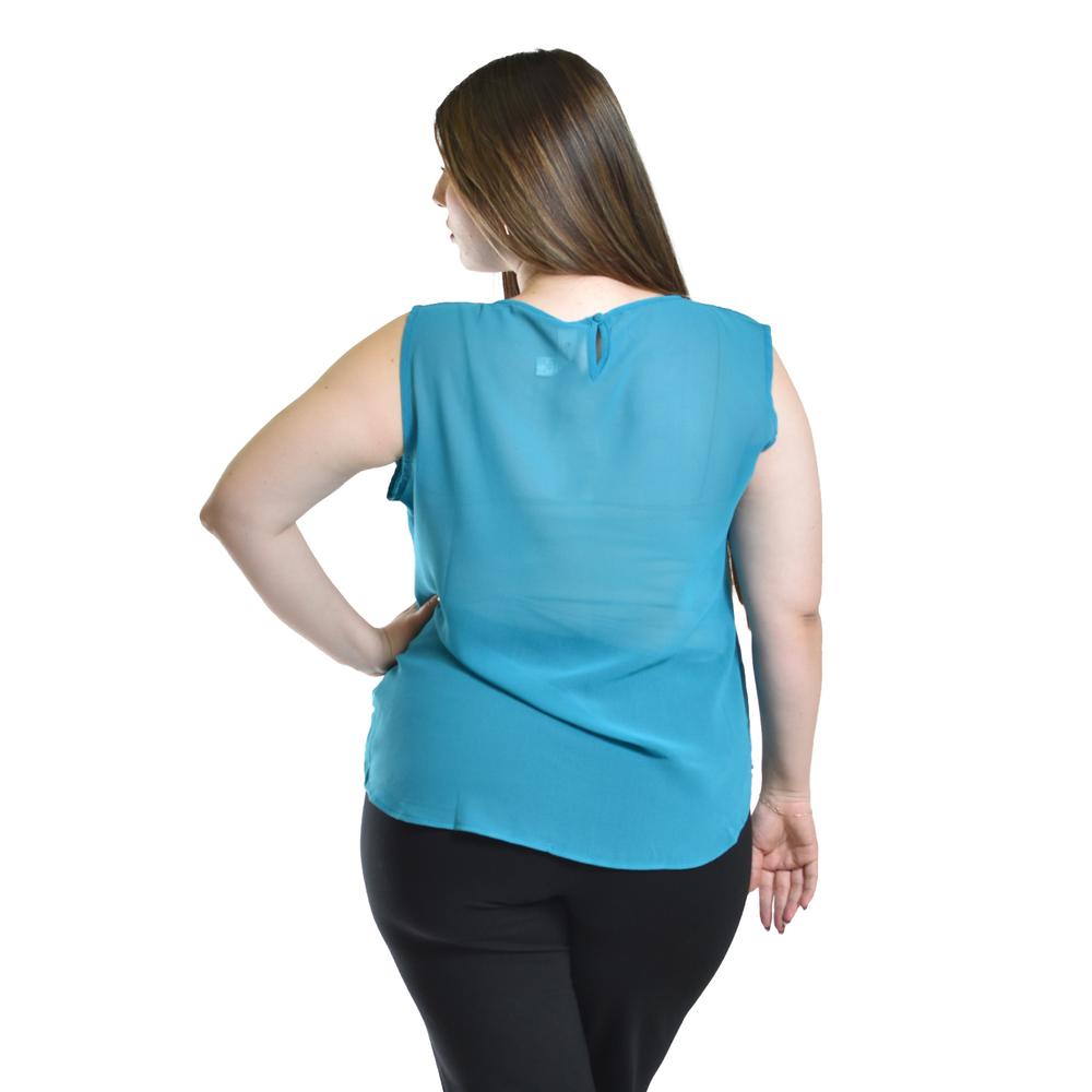 Foto 4 pulgar | Blusa Sin Manga Con Detalle Metalico Roman Fashion /tallas Extras, 8006 (azul Claro) Azul