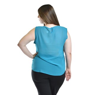 Foto 3 | Blusa Sin Manga Con Detalle Metalico Roman Fashion /tallas Extras, 8006 (azul Claro) Azul