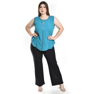 Foto 4 | Blusa Sin Manga Con Detalle Metalico Roman Fashion /tallas Extras, 8006 (azul Claro) Azul