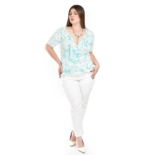 Foto 4 | Blusa Cruzada Con Collar Roman Fashion /tallas Extras, 081 (menta) Verde Claro