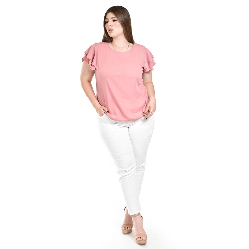 Foto 5 pulgar | Blusa De Chifon Con Moño Atras Roman Fashion /tallas Extras, 010 (mauve) Rosa