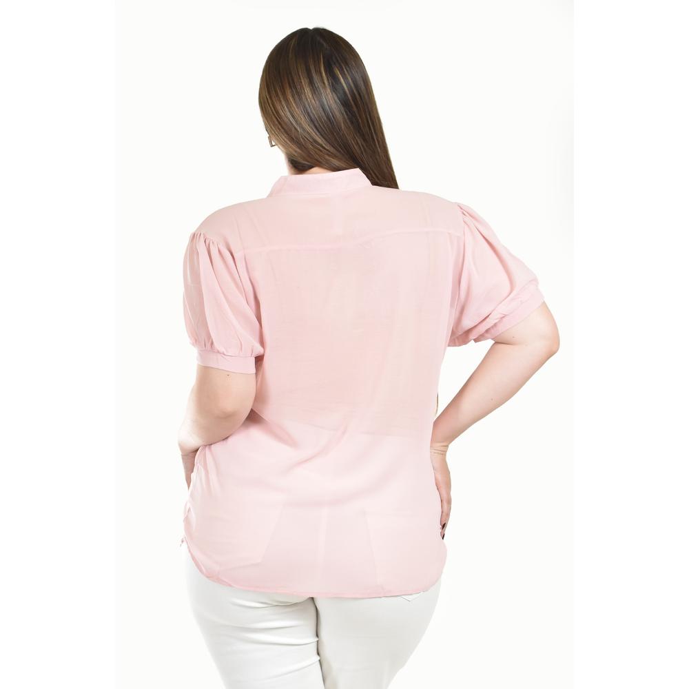 Foto 4 pulgar | Blusa Transparente Con Lentejuela Roman Fashion /tallas Extras, 8033 (rosa Palo) Rosa