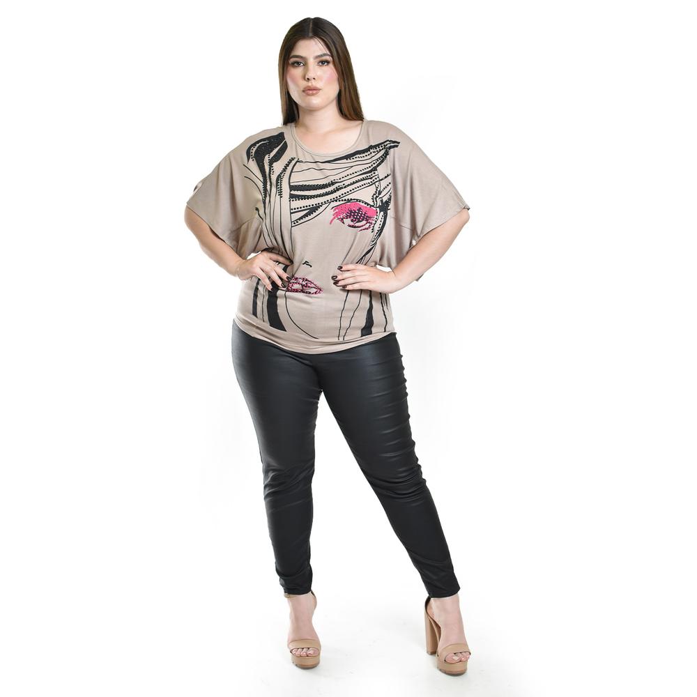Foto 4 | Blusa Estampada Con Aplicaciones Roman Fashion /tallas Extras, 8052 (cafe) Cafe