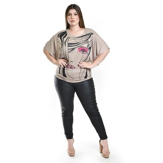 Foto 4 | Blusa Estampada Con Aplicaciones Roman Fashion /tallas Extras, 8052 (cafe) Cafe