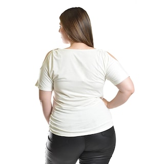 Foto 3 | Blusa Casual Con Detalle En Hombro Roman Fashion /tallas Extras, 8047 (blanco) Blanco