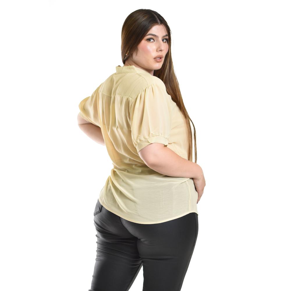 Foto 4 pulgar | Blusa Transparente Con Lentejuela Roman Fashion /tallas Extras, 8033 (dorado) Beige