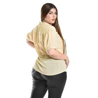 Foto 3 | Blusa Transparente Con Lentejuela Roman Fashion /tallas Extras, 8033 (dorado) Beige