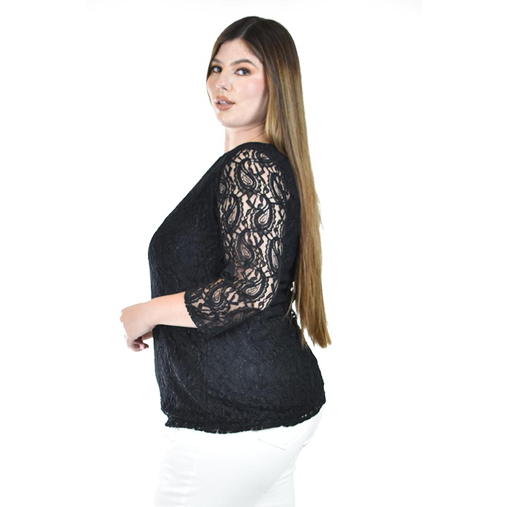 Foto 3 pulgar | Blusa De Encaje Roman Fashion /tallas Extras, 1-201n (negro) Negro